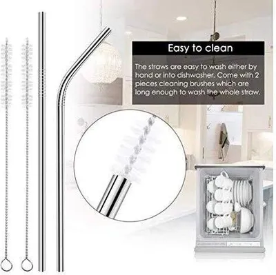 Image de EKM Living Edelstahl Strohhalme 12er Set Gold gerade GmbH, Trinkhalme, bruchfest, wiederverwendbar, spülmaschinengeeignet, plastikfrei (Gold gerade, 12)