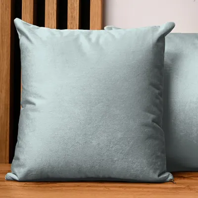 Produktbild von MG Design 2er Set Kissenbezüge 60 x 60 cm in Blau - mit Reißverschluss, samtig-weich, fein & dicht, pflegeleicht