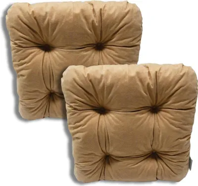Produktbild von 2er-Set Gepolsterte Stuhlkissen Beige 38x38x8 cm - 1009 universelle Sitzkissen