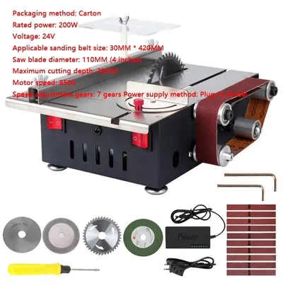 Immagine prodotto di Mini sega circolare da banco - Sega da banco elettrica da 200W - Regolazione a 7 livelli - Lama da 63 mm - Adatta per materiali non metallici, portatile, da utilizzare a mano - Modello C-200W
