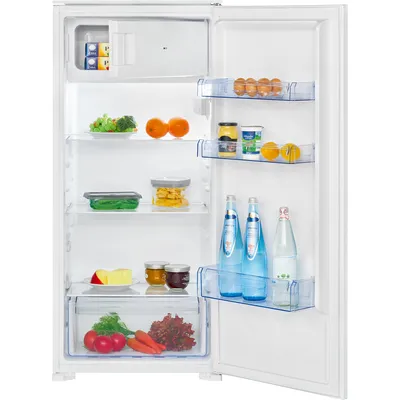 An open refrigerator filled with food items.