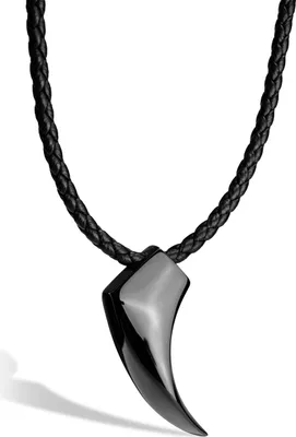 Produktbild von SERASAR | Kožený Náhrdelník pro Muže [Wolf] z Stainless Steel | Barva: Černá | Délka: 50cm