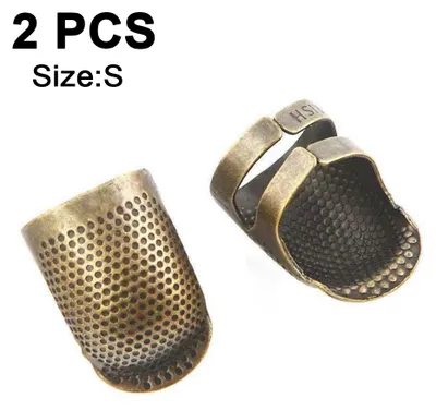 Obrázek produktu pro Prstové návleky, nastavitelné, 3 kusy, měděné, pro ochranu prstů při šití a vyšívání, prstové návleky s drážkami pro lepší úchop, šicí příslušenství, velikosti S a M
