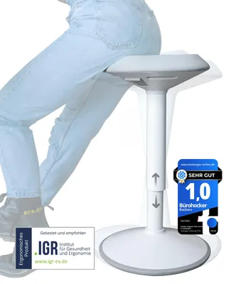 Produktbild von Backerz Bürohocker Ergonomisch , Höhenverstellbarer Sitzhocker – Matte White