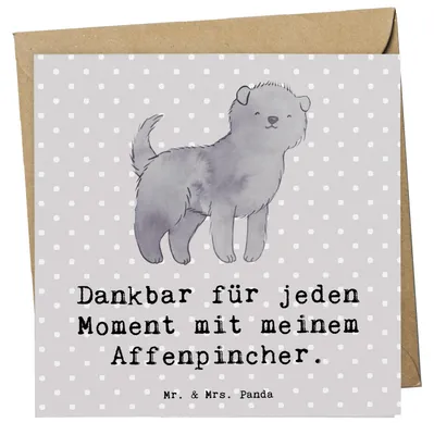Produktbild von Mr. & Mrs. Panda faltkarte Affenpincher Moment - Grau Pastell - Geschenk, Glückwunschkarte, Klappkarte, Grußkarte, anlasskarte, doppelkarte