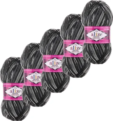 Produktbild von 5x100g Sockenwolle Superwash Comfort 4-fädig Strumpfstrickgarn Farbauswahl