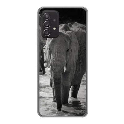 Produktbild von MuchoWow® Handyhülle Schutzhülle Hülle für Samsung Galaxy A53 5G Elefant - Tiere - Wasser - Schwarz und weiß Silikon Softcase Handy Hülle - Schutzabdeckung