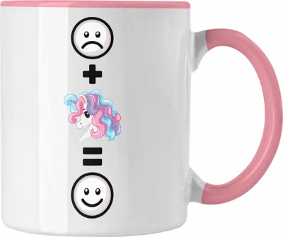 Produktbild von Trendation - Einhorn Tasse Geschenk für Einhornfans Frauen  :( + Einhorn = :) Lustige Geschenkidee Geburtstag (Rosa)