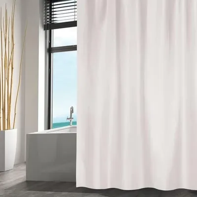 Produktbild von MSV Duschvorhang mit Ringen - weis - Polyester - 180 x 200 cm