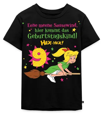 Produktbild von Spreadshirt Bibi Blocksberg Geburtstagsdesign 9 Jahre Kinder Premium T-Shirt, 110/116 (4 Jahre), Schwarz