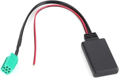 Produktbild von Auto-Kabel-Adapter für Clio/Espace/Laguna mit 6-Pol-Stereo-Bluetooth-Modul und Auto-Eingang.