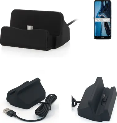 Produktbild von K-S-Trade Docking-Station kompatibel mit Nokia C5 Endi Ladestation Dock Ladegerät Docking Station Tischständer Ständer inkl. USB Typ C Kabel