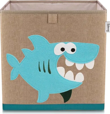 Produktbild von Lifeney Kinder Aufbewahrungsbox I praktische Aufbewahrungsbox für jedes Kinderzimmer I Kinder Spielkiste I Niedliche Spielzeugbox I Korb zur Aufbewahrung von Kinder Spielsachen (Hai dunkel)