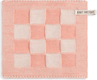 Produktbild von Knit Factory Topflappen Block - Ecru/Apricot - 23x23 cm