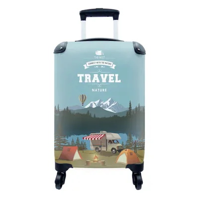 Produktbild von MuchoWow® Koffer Handgepäck Trolley Rollkoffer Kleine Reisekoffer mit 4 Rollen - Illustration eines Wohnmobils an einem See - Cabin Size < 55x40x23 cm & 55x40x20 cm - Fotokoffer - Kabinenkoffer - Boardgepäck - Reise-Box - Reisekoffer - Reisegepäck - Koffer mit Bild - Trolley für Kinder