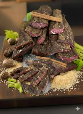 Produktbild von 1Kg (4x250) Gramm Beef Jerky Biltong Sweet am Stück/Stix zum selberschneiden