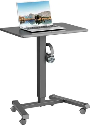 Produktbild von Höhenverstellbarer Schreibtisch Stehpult mit Tastaturablage und Rädern