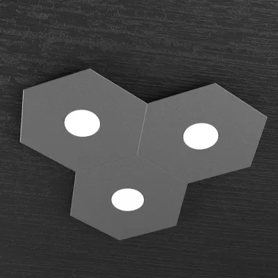 Obrázok produktu pre Moderné stropné svietidlo Hexagon Metal Anthracite Grey 3 svetlá Led 12X3W