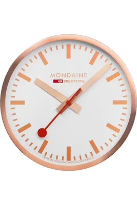 Zdjęcie produktu dla Zegar ścienny Mondaine A995.CLOCK.17SBK w kolorze różowego złota 40 cm aluminium