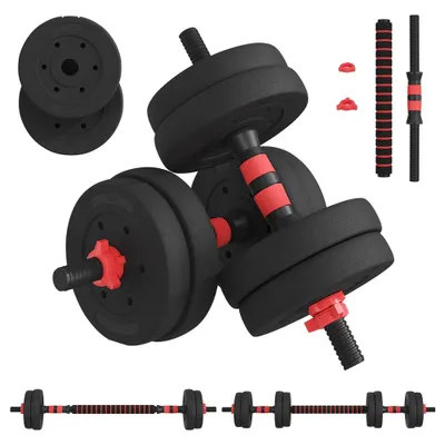 Produktbild von Yaheetech 2er-Set Hanteln, 15 kg, 2-in-1-Hantelset mit Verbindungsstange, verstellbare Kurzhanteln für Krafttraining