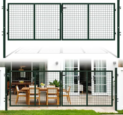 Produktbild von Izrielar Doppelflügeltor Einfahrtstor Gartentor Tore Hoftor verzinkt 300cm x 100cm Grün Doppelflügel - inkl. Schloss, Schlüsseln Gartenpforte Zauntor