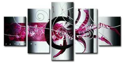 Produktbild von Visario Leinwandbild Abstrakt Pink 160x80 cm – 5-teilig, Bild Wandbild Kunstdruck, aufhängfertig, Echtholzrahmen, Zackenaufhänger, Art. 5596