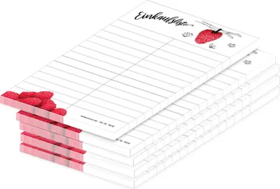 Produktbild von PRICARO Einkaufsliste "Himbeere", magnetisch, A6, 50 Blatt, 5 Stück