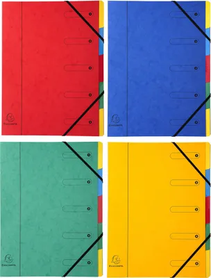 Immagine prodotto di Raccoglitore Exacompta a 5 scomparti con elastico, cartoncino manila, formato A4, colori assortiti