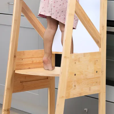 Produktbild von Jopassy Lernturm für Kinder Learning Tower Lernstuhl Hochstuhl Tritthocke Natural