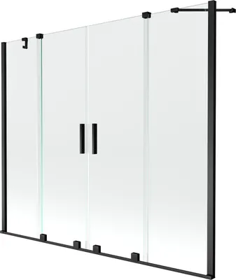 Produktbild von Mexen Velar Duo 2-Flügel-Badewannenwand Regulierbare 180 x 150 cm, transparent, Schwarz - 896-180-000-02-70