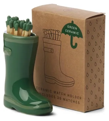 Zdjęcie produktu dla Paddywax WELLINGTON – pojemnik na zapałki, zielony, zawiera 25 zapałek