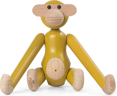 Image de Kay Bojesen - Figurines en bois singe mini H : 9,5 cm, jaune vintage