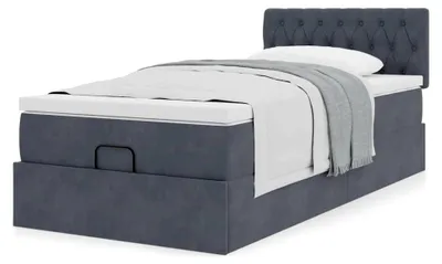 Produktbild von Boxspringbett 100 x 200 cm mit Matratze und Bettkasten in Dunkelgrau