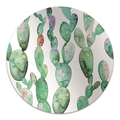 Produktbild von Rundmatte - Stuhlunterlage Bürostuhlunterlage - Rund Ø 100 cm - Bodenmatte - Fußmatte - Aquarellkakteen