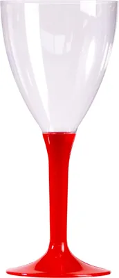 Produktbild von 10 Einweg-Weingläser mit rotem Fuß 160 ml - Einheitsgröße