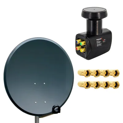 Produktbild von PremiumX 60cm Satellitenantenne Aluminium Quad LNB 8x F-Stecker