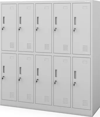 Zdjęcie produktu dla Szafka szkolna BHP szara: 10 przegródek BARTUŚ 1360 x 1500 x 450 mm szara