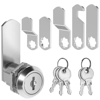 Imagen del producto de Cerradura para buzón con 4 llaves y 5 placas de cierre, de 25 mm, para puertas de armarios