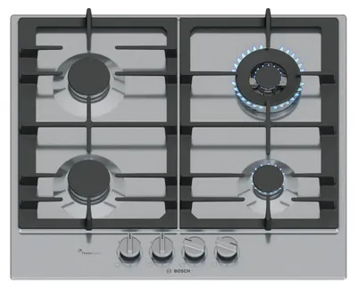 Produktbild von Bosch Serie 6 PCH6A5I95, Edelstahl, Integriert, 58 cm, Gaskochfeld, Edelstahl, 4 Zone(n)