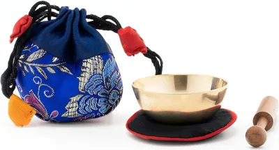 Produktbild von Mini-Klangschale mit gutem Klang in blauem Beutel