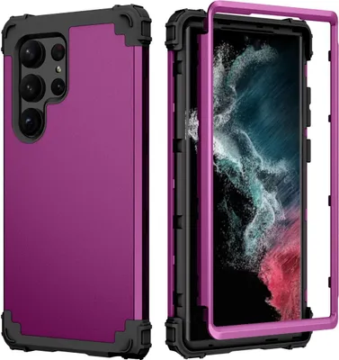 Produktbild von Galaxy S23 Ultra Hülle, 3 in 1 Hybrid PC TPU Stossfest Robust Schutzhülle für Samsung Galaxy S23 Ultra Lila