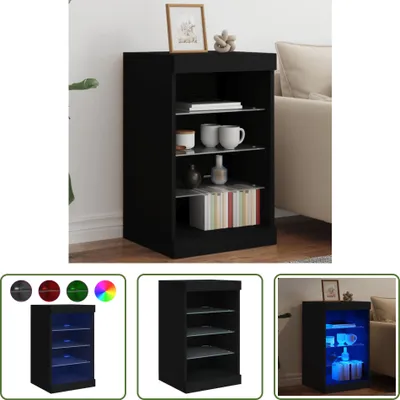 Produktbild von The Living Store Sideboard mit LED-Leuchten Schwarz 41x37x67 cm