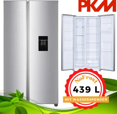 Produktbild von PKM SBS444EIXWD Side by Side Kühl-Gefrierkombination, 439 L, 2-türig mit Wasserspender, NoFrost, Display mit Touch Control, Inox Design