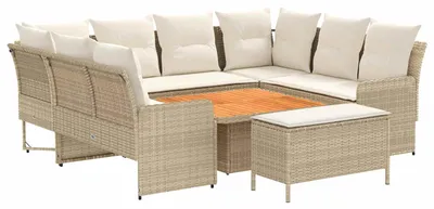 Produktbild von Möbelsets mit Kissen 7 pcs Beige und Creme PE-Rattan