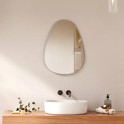 Produktbild von EMKE Lustro owalne, asymetryczne 45 x 60 cm Lustro łazienkowe Asymetryczne lustro łazienkowe, lustro łazienkowe ścienne