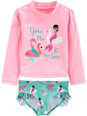 Produktbild von Simple Joys by Carter's Baby-Mädchen 2-Piece Assorted Rashguard Rash-Guard-Set,