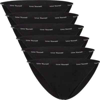 Produktbild von Celodoro Damen Slip (6er Pack) Unterhose mit schmalem Ziergummi und Schriftzug - Schwarz S