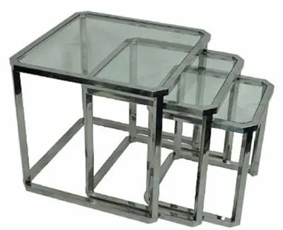 Image de Casa Padrino Luxe Table d'Appoint Argent 60 x 60 x H. 55 cm - Tables d'Appoint en Acier avec Plateau en Verre