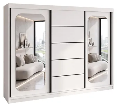 Produktbild von BELANO Schwebetürenschrank 200 cm mit Spiegel – Kleiderschrank mit Schiebetüren, Innenausstattung:  Premium