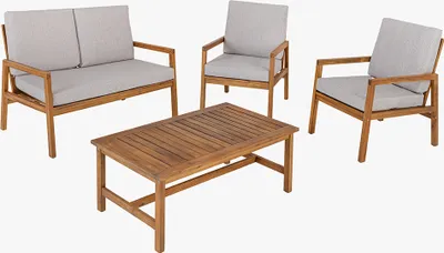 Produktbild von riess-ambiente Outdoor Garten-Sitzgruppe BALI 110cm natur honey finish Akazie Massivholz wetterfest Loungemöbel Balkonmöbel Gartenmöbel